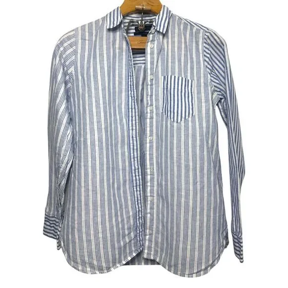 J.Crew Relaxed Boy Shirt in Mixed Stripe Beauchamps Linen Size: 4