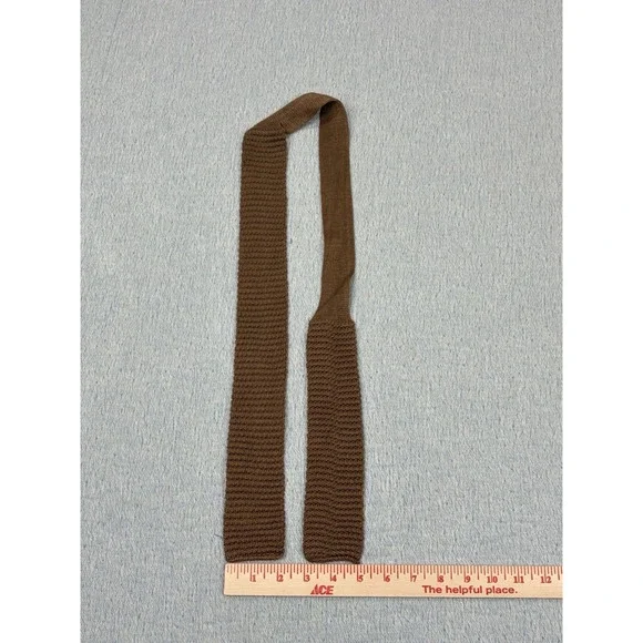 Vintage Chaps Ralph Lauren‎ Knitted Square Tip Mens Tie, Solid Brown, Cotton