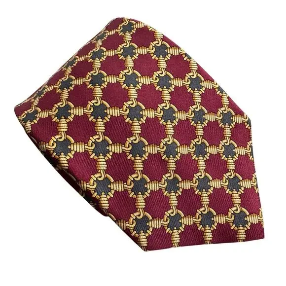 Robert Stock vintage 100% silk handcrafted nautical rope porthole print tie 4” w