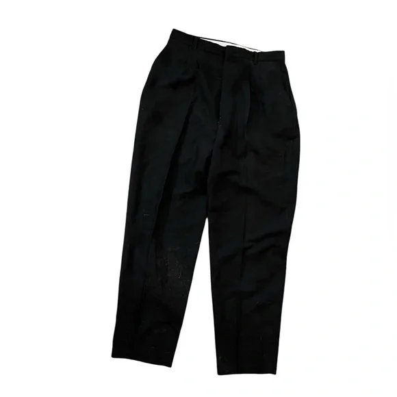 Vintage 80s Carriage Court Pleated Trousers Tapered High Rise Black 8
