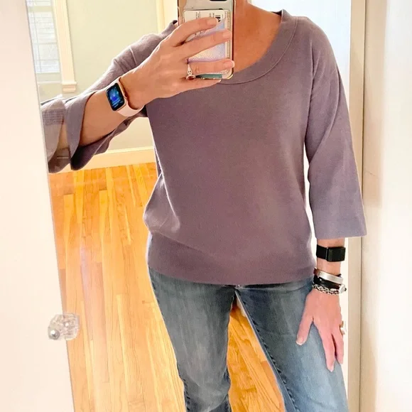 J. crew 3/4 sleeve keyhole bow tie back sweater