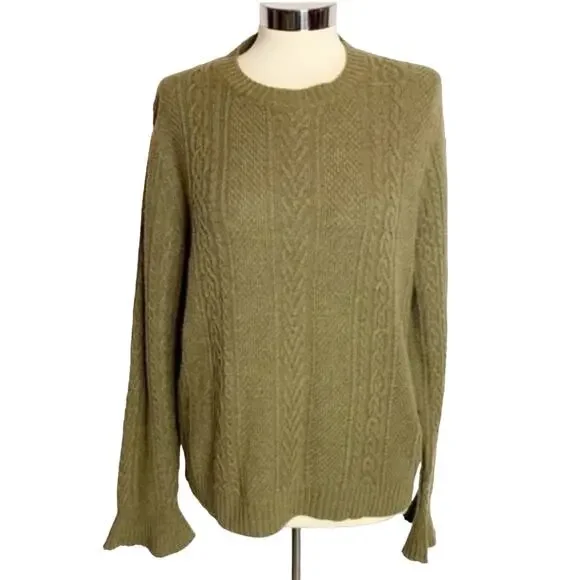 J. Crew flared sleeve cable knit sweater