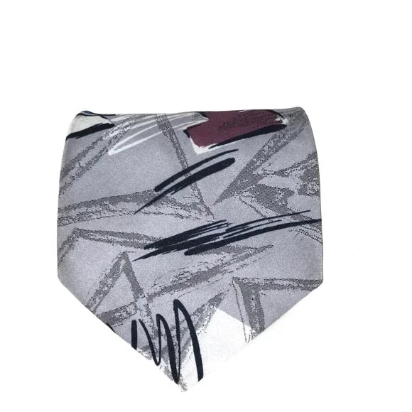BRITTANY BAY Tie Abstract Gray Blue Colorful Funky Lined Men's Necktie 3.75x58