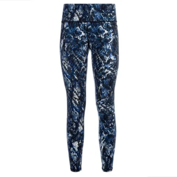 SWEATY BETTY Power Pocket Workout Leggings In Blue Quartz Snake Print | Size M