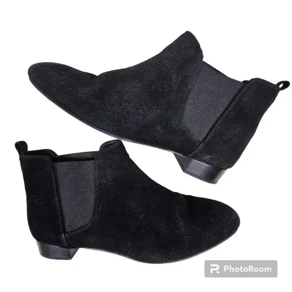 J. Crew Black Suede Pull-on Chelsea Boot B4118 Women's Size 8