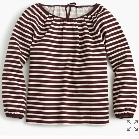 J. Crew Burgundy Striped Peasant Top Size XL