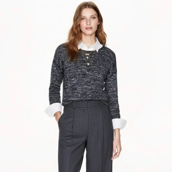 J. Crew Jaspe Wool Blend Sweater Tunic Marled Charcoal Gray Size XS