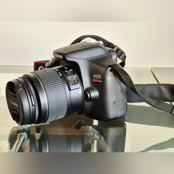 Canon Black Digital Camera with Interchangeable Lenses and LCD Screen