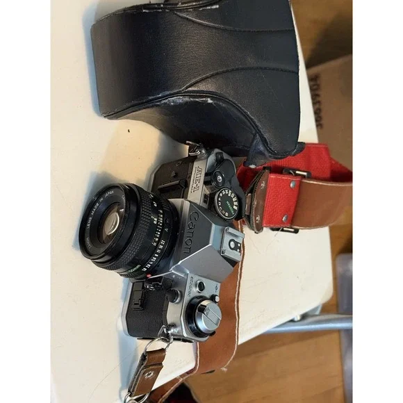 Canon AE-1 Program 35mm Manual SLR Film Camera with 50mm 1:1.8 Lens Untested