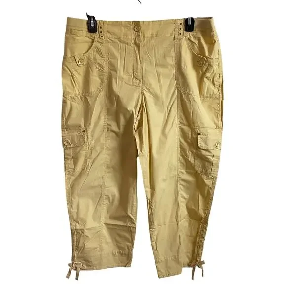 Chico’s The Amelia Cool Cotton Crop‎ in Butter Yellow - Size 16 - NEW