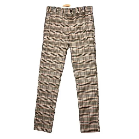 Soul Star England Plaid Pants Flat Front Straight Leg Academia‎ Career Size 28