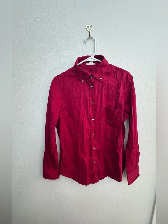 EUC Vintage J. Crew Deep Red Button-Down Shirt - Size 14