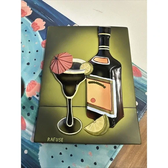 Will Rafuse 3D Cocktail Wall Art Vibrant‎ Tiles 8 x 6 Inches in VGC.