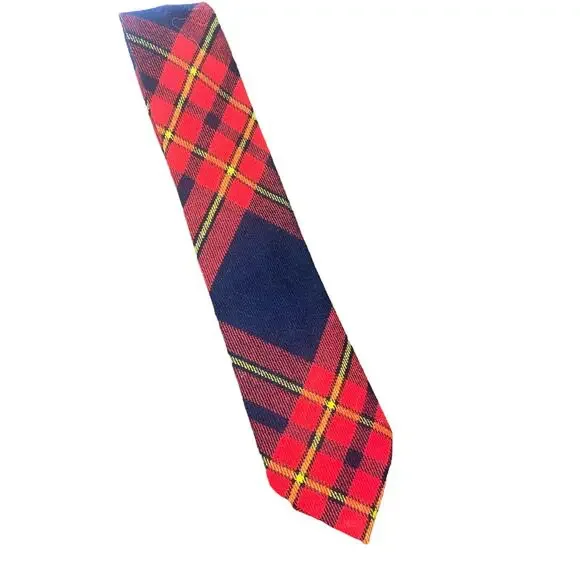 Mens Plaid Red Blue Yellow Pattern Skinny Slim Tie Formal Necktie