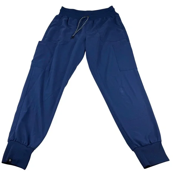 Beyond Scrubs Cloud Nine 6-Pocket Knit Waistband Cargo Jogger Scrub Pants Navy M