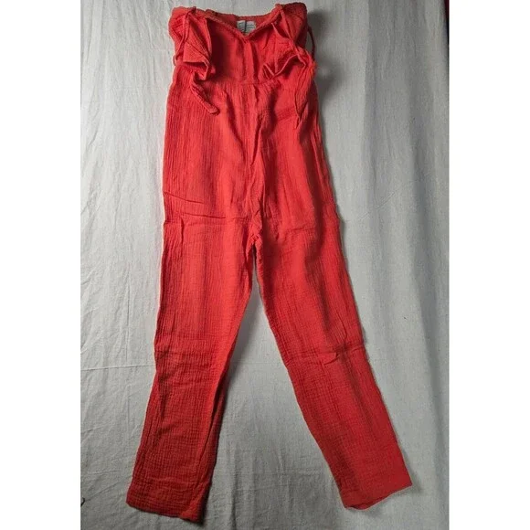 Saturday Sunday Anthropologie Isabel Tie Front‎ Jumpsuit Red Sleeveless Women XS
