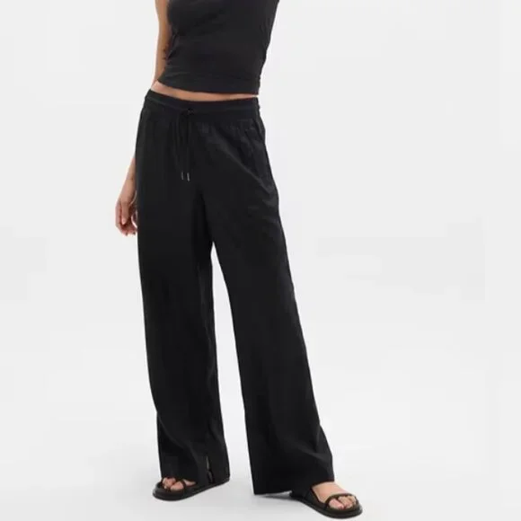ATHLETA Retreat Linen High Rise Wide Leg Women's Black Pants (Women's 3X)