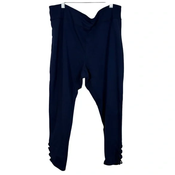 French Laundry Dark Navy Blue Cutout Ankle Length Athletic Leggings Plus Size 2X