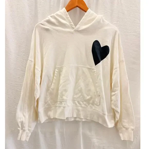 J.Crew Magic Rinse‎ Hoodie With Heart Small Cozy Lounge Fall Relaxed