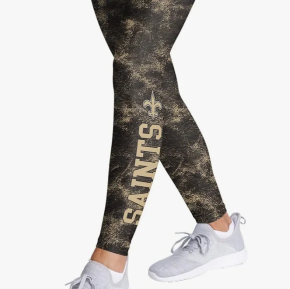 NWT Womens NFL New Orleans NOLA Saints Black & Gold Foco Cloud Leggings Football