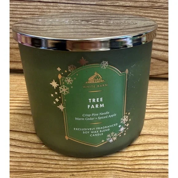 Bath & Body Works White Barn TREE FARM 3‎ Wick Jar Candle Christmas 14.5 oz New