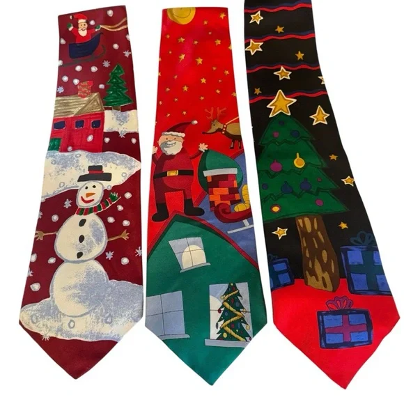 Save the children jingle bells 100% silk three men’s Christmas holiday ties