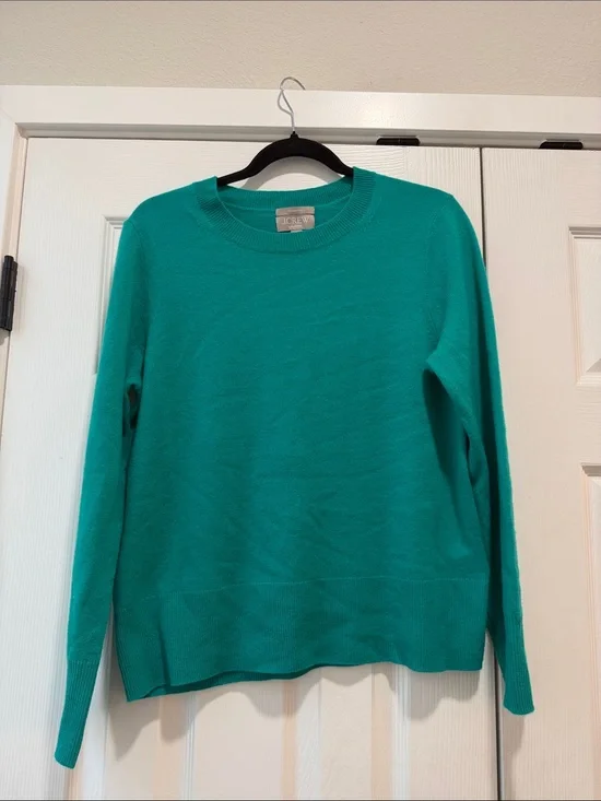 J. Crew Women's Cashmere Crewneck Sweater in Teal Green Medium
