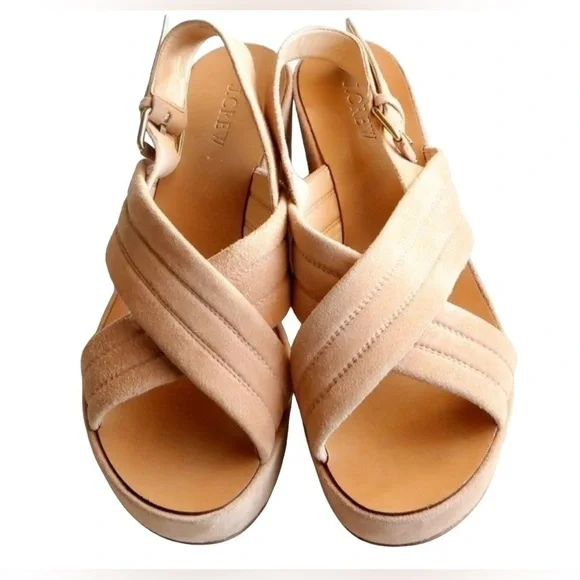 J. Crew Marcie suede sling back wedge sandals women’s size 7 1/2