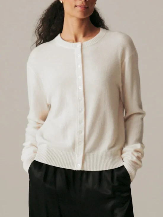 NWOT J. Crew Perfect Cashmere Cardigan in Snow Cream White Sz XL