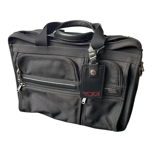 Tumi Laptop Bag Alpha Expandable Organizer Brief 26141D4 Black‎ Ballistic Nylon