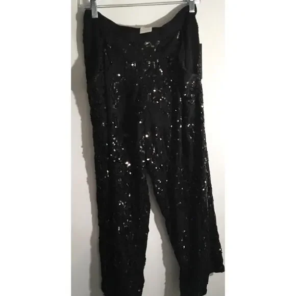 Robert Rodriguez Black Silk Sequin Embellished Dress Genie Cropped Pants Size 6