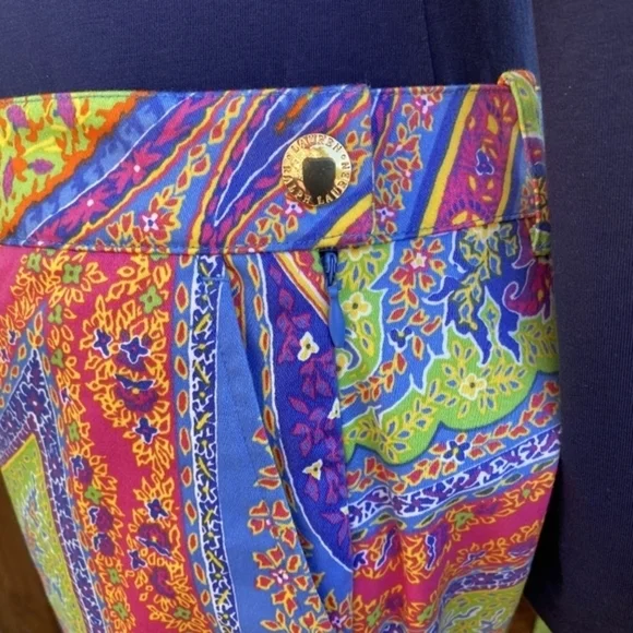 Lauren Ralph Lauren Paisley Pants Orange Purple Blue 12 Petite