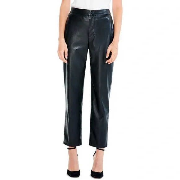 ✨ NIC+ZOE Dark Chocolate Vegan Leather Pants | Straight-Leg Luxe Fall Glam Sz 14