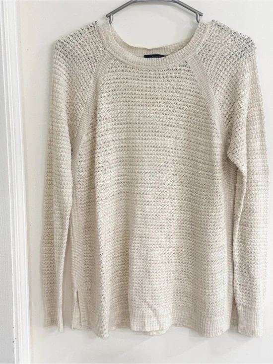 J. Crew Cream Textured Lightweight Crewneck Sweater
