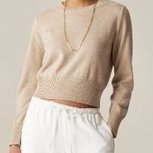 J. Crew Beige Cropped Crewneck Sweater