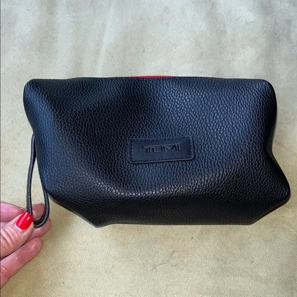 TUMI Textured Black Faux Leather toiletrie / travel bag