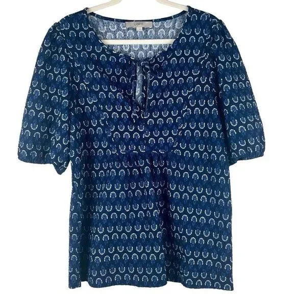 Loft Floral Puff Sleeve Blouse Large