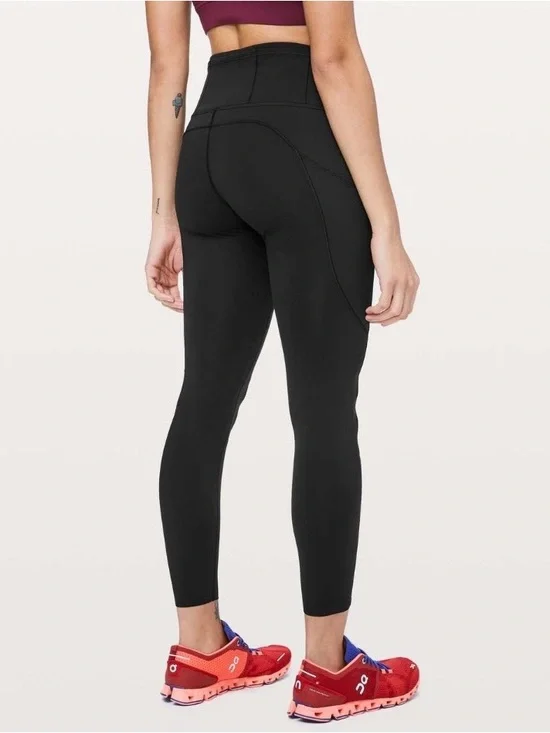 Lululemon Fast & Free 7/8 Tight II Black Nulux 25” High Rise Run Leggings SZ 8