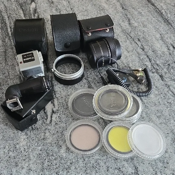 Canon Viviatar Astron Vintage Camera Lens Filters Flash 11 Piece Photography Kit