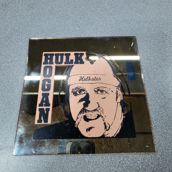 Vintage Hulk Hogan Mirror Wrestling 6x6 Multicolor Carnival Prize
