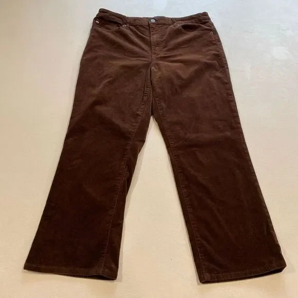 Tommy Hilfiger Brown Corduroy Pants Size 14 Tribeca Straight Ankle Classic Fit