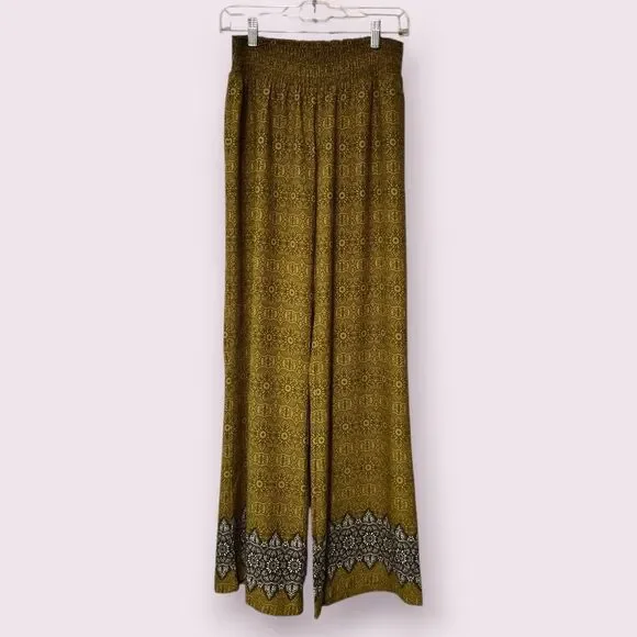 Prana Isadora Palazzo Wide Legged Women's Pants Size Medium Yellow Floral Boho