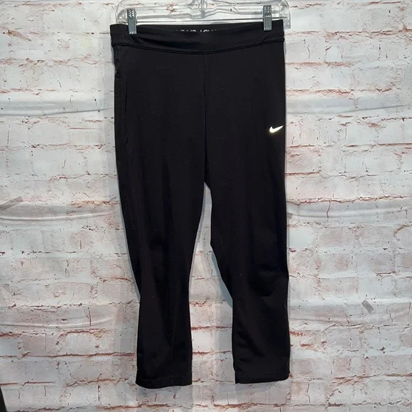 Nike dri fit relay crop tights capri black running active medium training