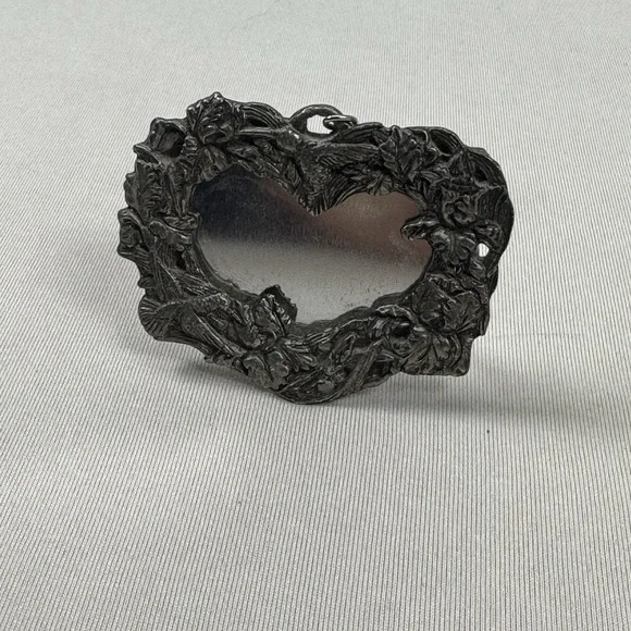 Vintage Anthropologie Pewter Heart Tabletop Mirror Arthur Court 1991‎