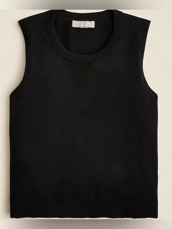NWT! J. CREW Women’s Sweater Shell in Premium Ultra-Fine Cotton Blend Black Med