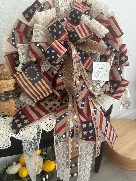 Multiseasonal Summer Patriotic Backyard BBQ Ol Glory w/Lace Custom Final Sale