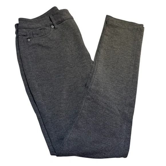 Cato Pants Size 2 Charcoal Grey Knit Straight Leg Rayon Nylon Spandex Versatile