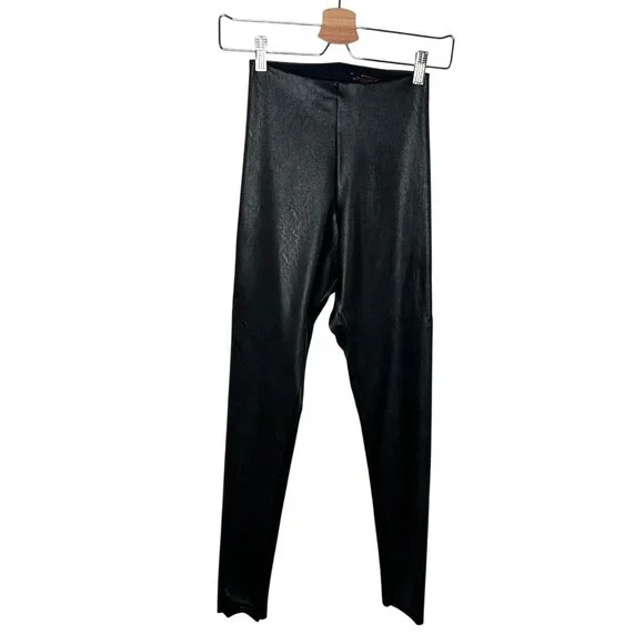 Commando Womens Faux Leather Black Control shimming shaping Leggings Size M