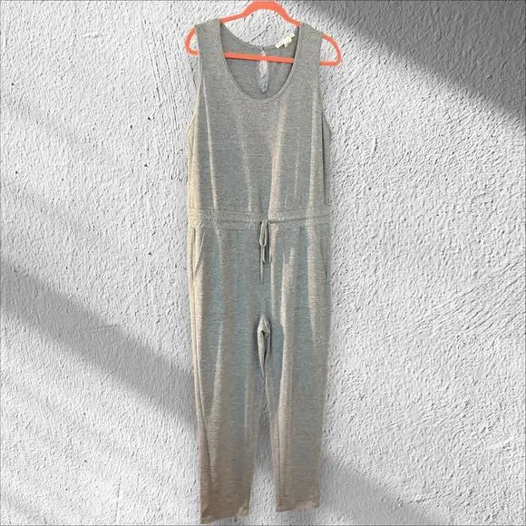 C & C of California Sleeveless Jumper Gray XL Elastic Tie Waist Minimalist comfy