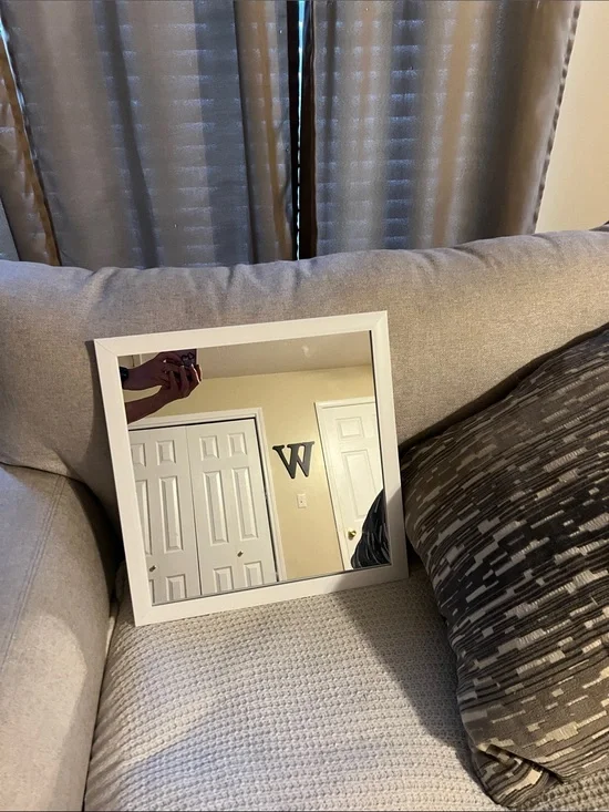 White Framed Square Wall Mirror - Modern Home Accent